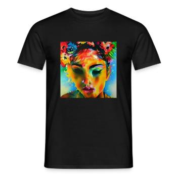 Farbenfrohes Portrait - Männer T-Shirt - Schwarz - Vorne - AI Model Male 178 light (178cm)