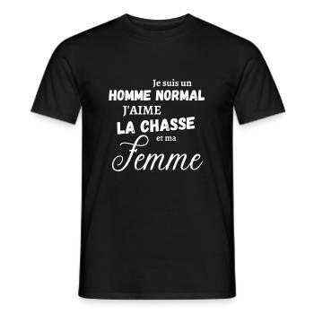 je suis un homme normal j aime la chasse - T-shirt homme - noir - Devant - AI Model Male 178 light (178cm)