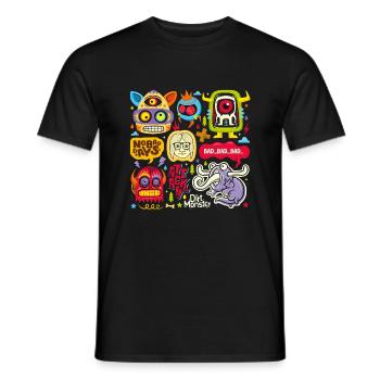 Cartoon face comic cartoon humor smile - Men's T-Shirt - black - Front - AI Model Male 178 light (178cm)