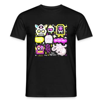Cartoon face comic cartoon humor smile - Men's T-Shirt - black - Front - AI Model Male 178 light (178cm)