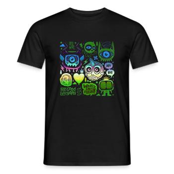 crazy face face happy cartoon happy face cartoon - Men's T-Shirt - black - Front - AI Model Male 178 light (178cm)