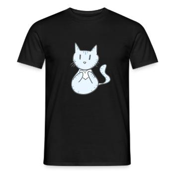 blaue katze herz symbol tier - Männer T-Shirt - Schwarz - Vorne - AI Model Male 178 light (178cm)