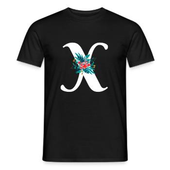 letter X flowered - Men's T-Shirt - black - Front - AI Model Male 178 light (178cm)