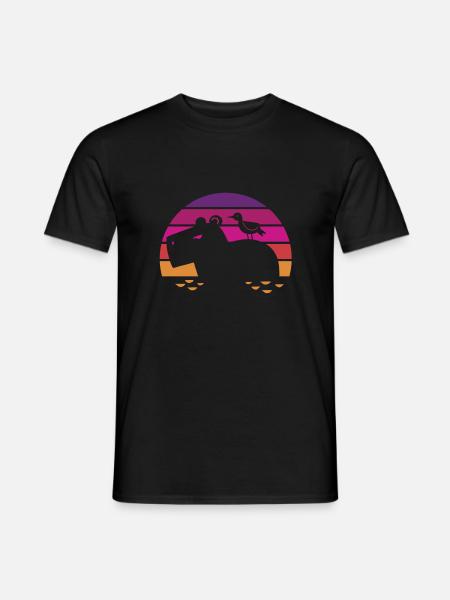 Hippopotamus - Sunset - Flusspferd - Nilpferd - Männer T-Shirt - Schwarz