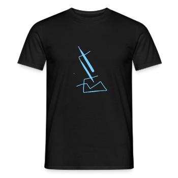 Résumé E sur T-shirt bleu - T-shirt homme - noir - Devant - AI Model Male 178 light (178cm)