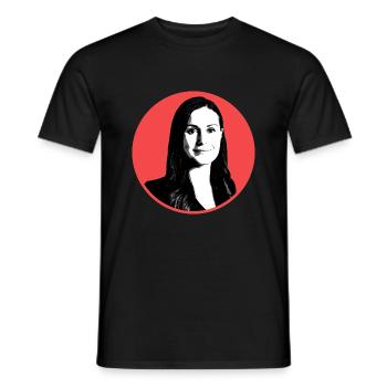 Sanna Marin - Premier ministre de Finlande - T-shirt homme - noir - Devant - AI Model Male 178 light (178cm)
