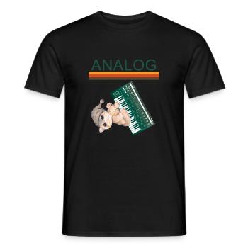Analog Synth Cat Retro Synthesizer Music Producer - Men's T-Shirt - black - Front - AI Model Male 178 light (178cm)