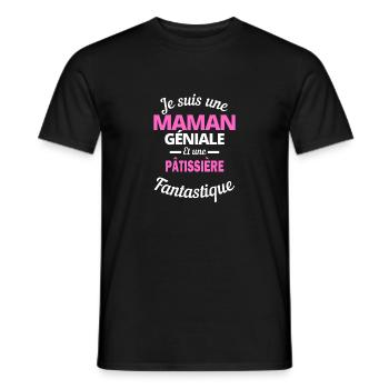 Je suis une Maman géniale Et une pâtissière - T-shirt homme - noir - Devant - AI Model Male 178 light (178cm)
