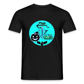 Halloween, bats and pumpkin - Men's T-Shirt - black - Front - AI Model Male 178 light (178cm)