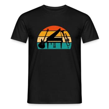 Piano Vintage Retro Sunset - T-shirt homme - noir - Devant - AI Model Male 178 light (178cm)