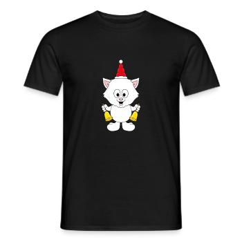 KATZE - GLOCKEN - WEIHNACHTEN - TIER - TIERISCH - Männer T-Shirt - Schwarz - Vorne - AI Model Male 178 light (178cm)