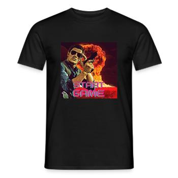 Policeman with gun explosion - Männer T-Shirt - Schwarz - Vorne - AI Model Male 178 light (178cm)