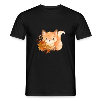 Kleiner Fuchs mit Herbstblättern Waldtiere Natur - Männer T-Shirt - Schwarz - Vorne - AI Model Male 178 light (178cm)