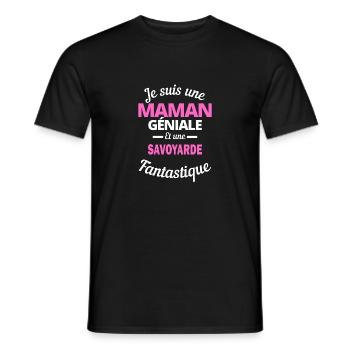 Je suis une Maman géniale Et une Savoyarde - T-shirt homme - noir - Devant - AI Model Male 178 light (178cm)
