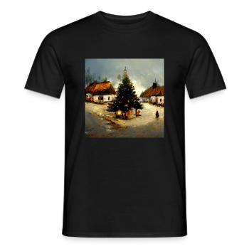 Großer Weihnachtsbaum im Dorf - Männer T-Shirt - Schwarz - Vorne - AI Model Male 178 light (178cm)