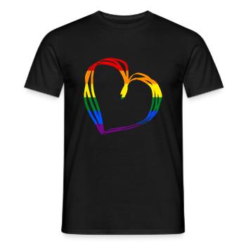 LGBTQ Pride Flag LOVE Lesbian heart - Men's T-Shirt - black - Front - AI Model Male 178 light (178cm)