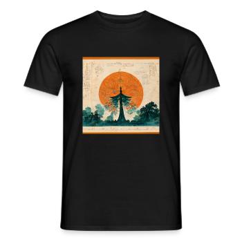 Japanischer Tempel - Männer T-Shirt - Schwarz - Vorne - AI Model Male 178 light (178cm)
