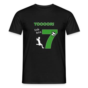 Fußballshirt 7 Jahre Geburtstagsshirt Geschenkidee - Männer T-Shirt - Schwarz - Vorne - AI Model Male 178 light (178cm)