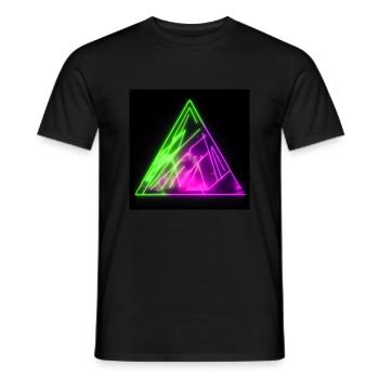 Trippy Neon Sign Triangle Abstract Artwork - Männer T-Shirt - Schwarz - Vorne - AI Model Male 178 light (178cm)