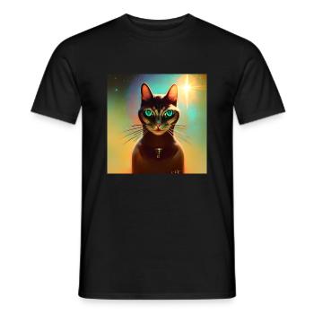 The Universe Cat - Men's T-Shirt - black - Front - AI Model Male 178 light (178cm)