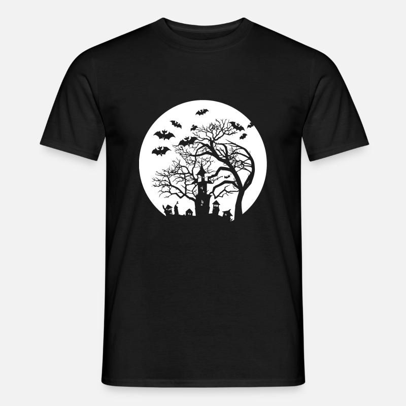 Helloween Tree with Bats - Männer T-Shirt - Schwarz