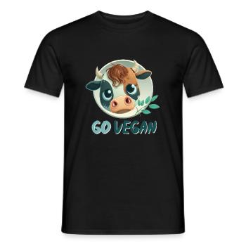 vegan Logo mit süßem Kalb - Männer T-Shirt - Schwarz - Vorne - AI Model Male 178 light (178cm)