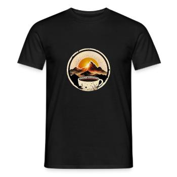 Coffee with a Stunning Mountain Scene - Männer T-Shirt - Schwarz - Vorne - AI Model Male 178 light (178cm)