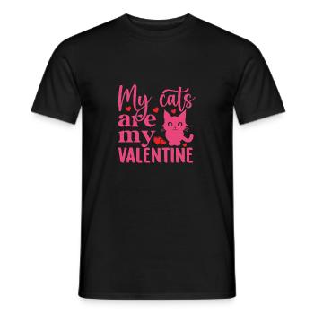 My Cats are my Valentine - Männer T-Shirt - Schwarz - Vorne - AI Model Male 178 light (178cm)