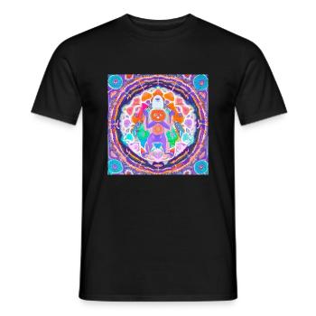 Yeti Mandala Manie - Männer T-Shirt - Schwarz - Vorne - AI Model Male 178 light (178cm)