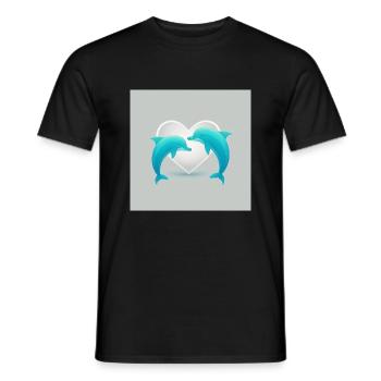 2 Liebende Delfine - Männer T-Shirt - Schwarz - Vorne - AI Model Male 178 light (178cm)