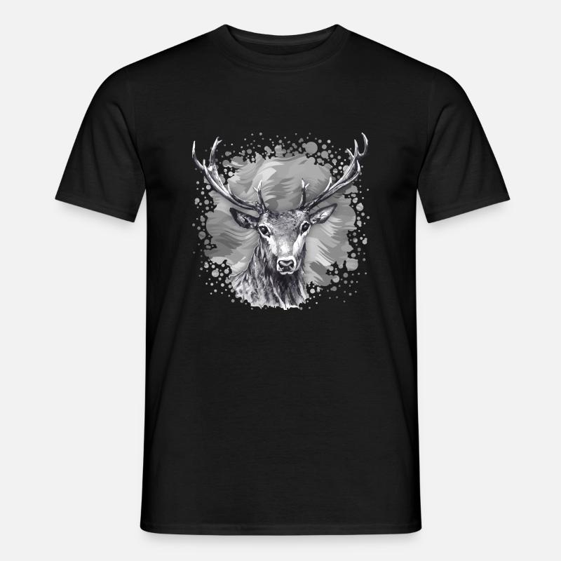 Hirsch - Männer T-Shirt - Schwarz