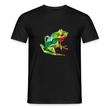 Origami Geometrie Frosch bunt modern arty - Männer T-Shirt - Schwarz - Vorne - AI Model Male 178 light (178cm)
