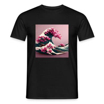 Blumen-Tsunami - Männer T-Shirt - Schwarz - Vorne - AI Model Male 178 light (178cm)