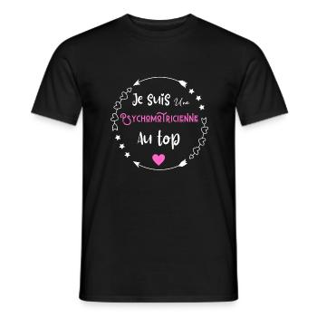Je suis une psychomotricienne au top - T-shirt homme - noir - Devant - AI Model Male 178 light (178cm)