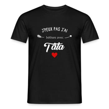j'peux pas j'ai bêtises avec tata - T-shirt homme - noir - Devant - AI Model Male 178 light (178cm)