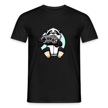 Gaming Panda - Men's T-Shirt - black - Front - AI Model Male 178 light (178cm)