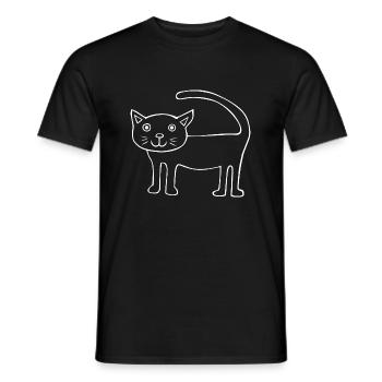 Katzen-Skizzen-Silhouette, niedliches Kätzchen, - Männer T-Shirt - Schwarz - Vorne - AI Model Male 178 light (178cm)
