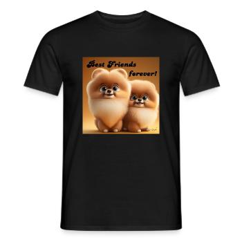 POMMERANIAN 2 BFF Hundewelpen niedlich klein süss - Männer T-Shirt - Schwarz - Vorne - AI Model Male 178 light (178cm)