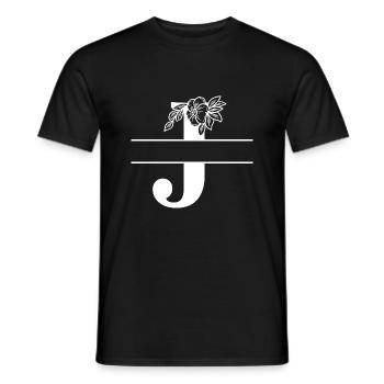 Personalized floral letter J - Men's T-Shirt - black - Front - AI Model Male 178 light (178cm)