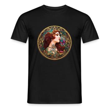Woman Badge ArtNouvaue 04 01 - Männer T-Shirt - Schwarz - Vorne - AI Model Male 178 light (178cm)