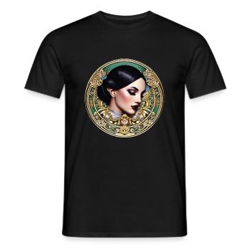 Woman Badge ArtNouvaue 14 - Männer T-Shirt - Schwarz - Vorne - AI Model Male 178 light (178cm)