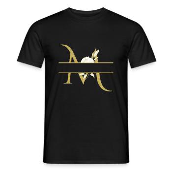 Personalisierter goldener Blumenbuchstabe M - Männer T-Shirt - Schwarz - Vorne - AI Model Male 178 light (178cm)