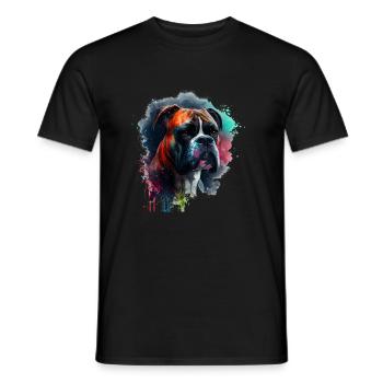 Boxer Design Watercolor Style Dog Lovers - Men's T-Shirt - black - Front - AI Model Male 178 light (178cm)