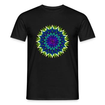 Mandala (yellow-green) - Men's T-Shirt - black - Front - AI Model Male 178 light (178cm)