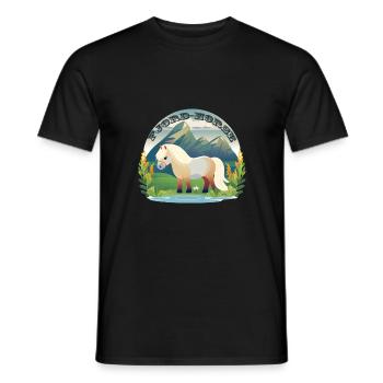 Norwegian fjord horse on grass horses - Men's T-Shirt - black - Front - AI Model Male 178 light (178cm)