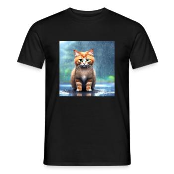 Kitten in the rain - Men's T-Shirt - black - Front - AI Model Male 178 light (178cm)