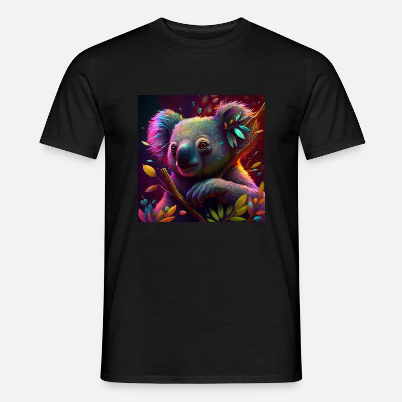 Farbiger Koala, einzigartiges Design - Männer T-Shirt - Schwarz