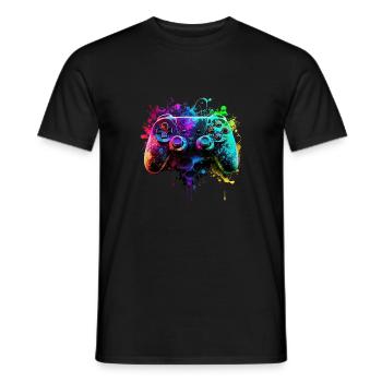 Neon Gaming Controller / Kontroller - Männer T-Shirt - Schwarz - Vorne - AI Model Male 178 light (178cm)