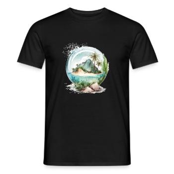 Île tropicale dans un orbe de cristal - T-shirt homme - noir - Devant - AI Model Male 178 light (178cm)