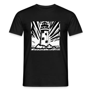 Leuchtturm am Meer mit Blitzen - Männer T-Shirt - Schwarz - Vorne - AI Model Male 178 light (178cm)